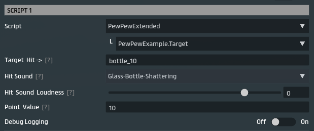 bottle pew pew settings