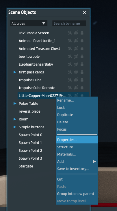 Object properties navigation