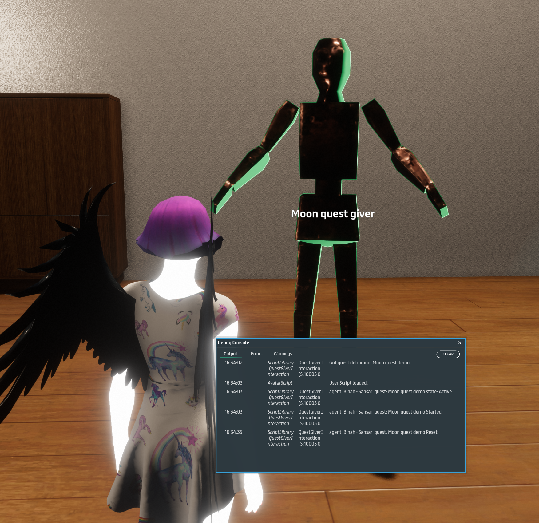 Reset quest giver debug screenshot