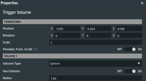 Trigger volume setting